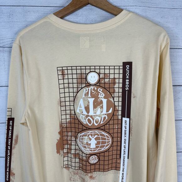 Dutch Bros Mens Size Medium Long Sleeve T-Shirt Its All Good Change the World - Picture 6 of 8